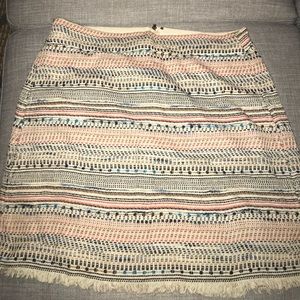 Loft tribal print fringe skirt